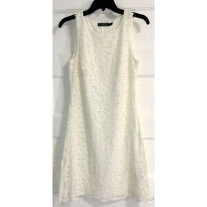 Ralph Lauren Dress Women 10 Ivory Midi Sheath Crochet Lace Romantic Wedding